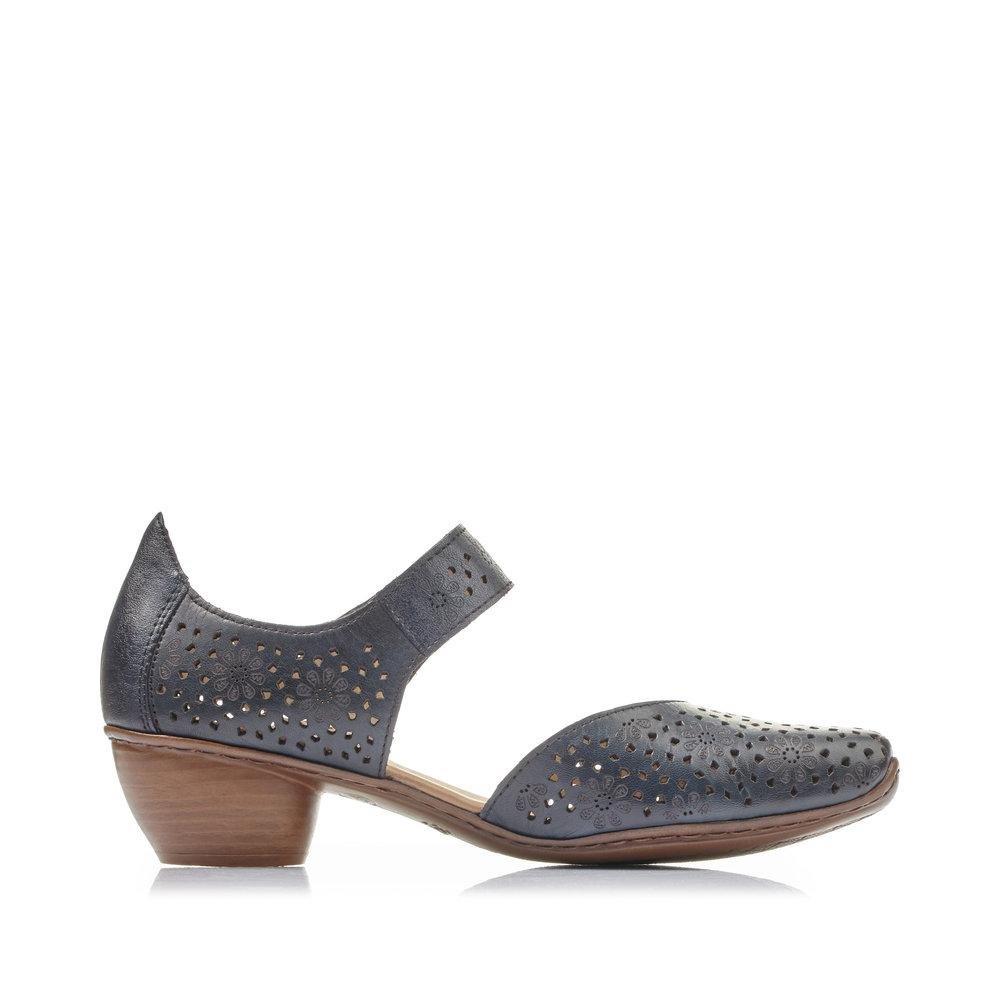 Rieker 43711-15 Ladies Mirijam Blue Hook & Loop Shoes - Beales department store