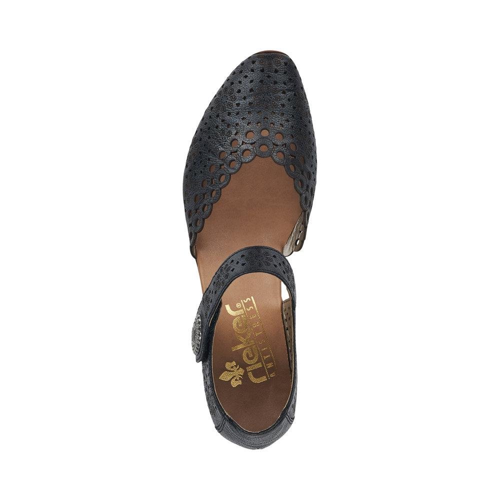 Rieker 43753-00 Ladies Mirijam Black Hook & Loop Shoes - Beales department store