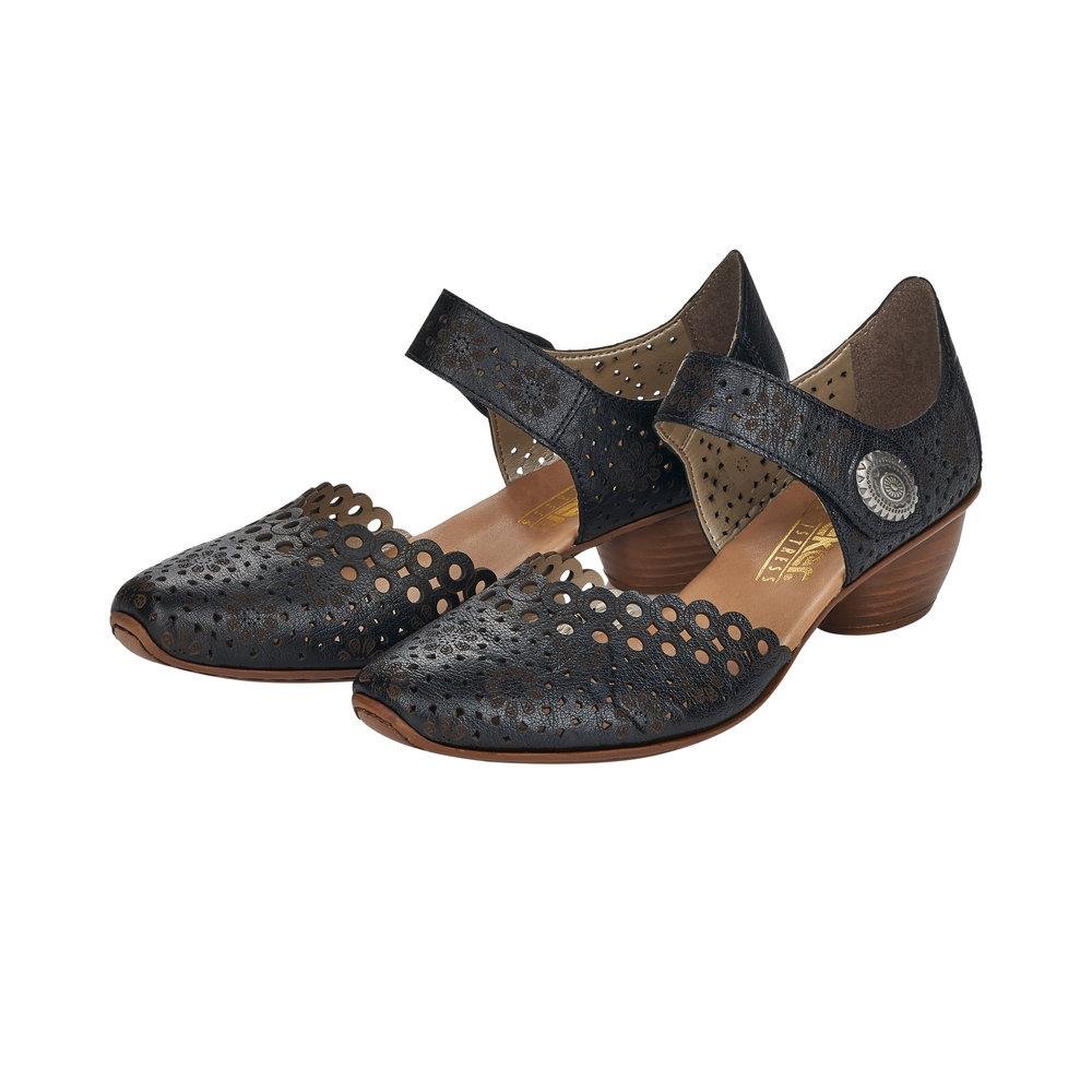 Rieker 43753-00 Ladies Mirijam Black Hook & Loop Shoes - Beales department store
