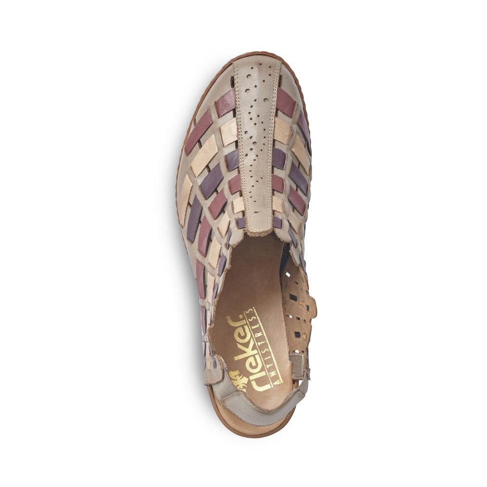 Rieker 46778-62 Ladies Beige Combination Slip On Shoes - Beales department store