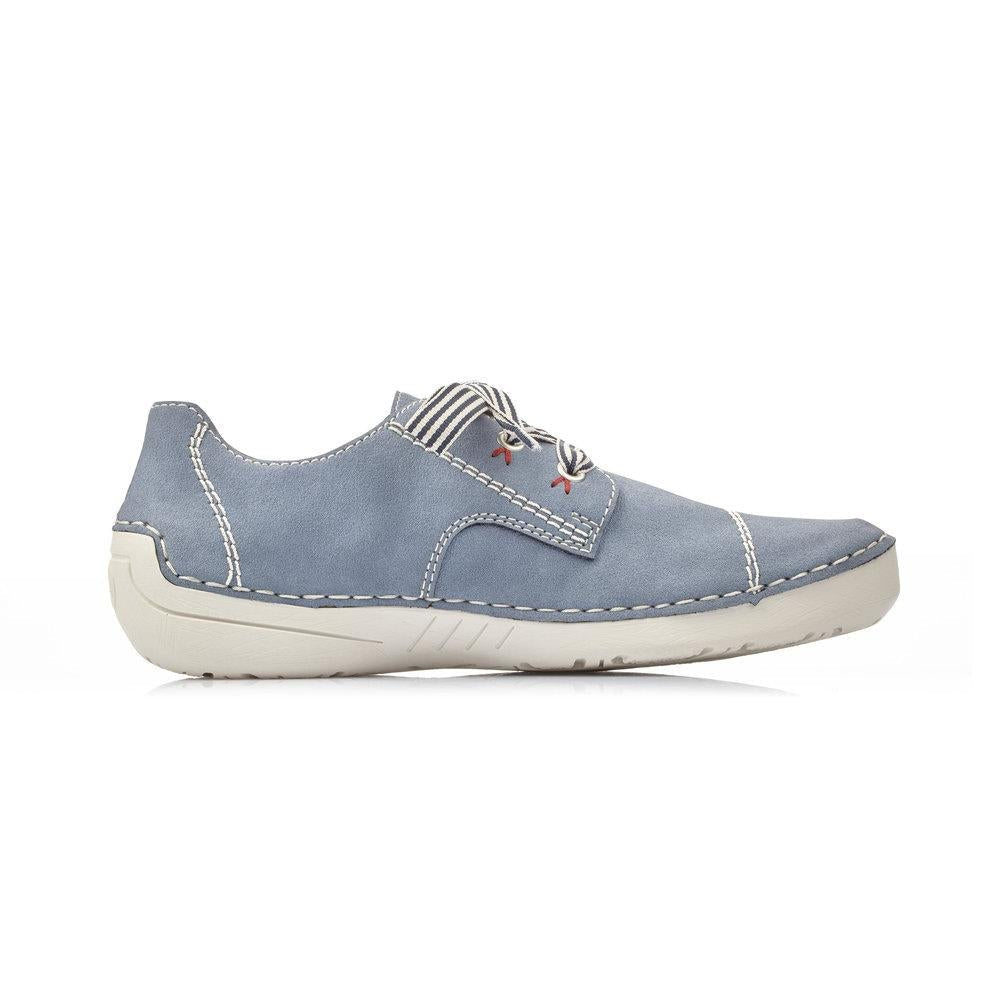 Rieker 52520-14 Ladies Angela Blue Lace Up Shoes - Beales department store
