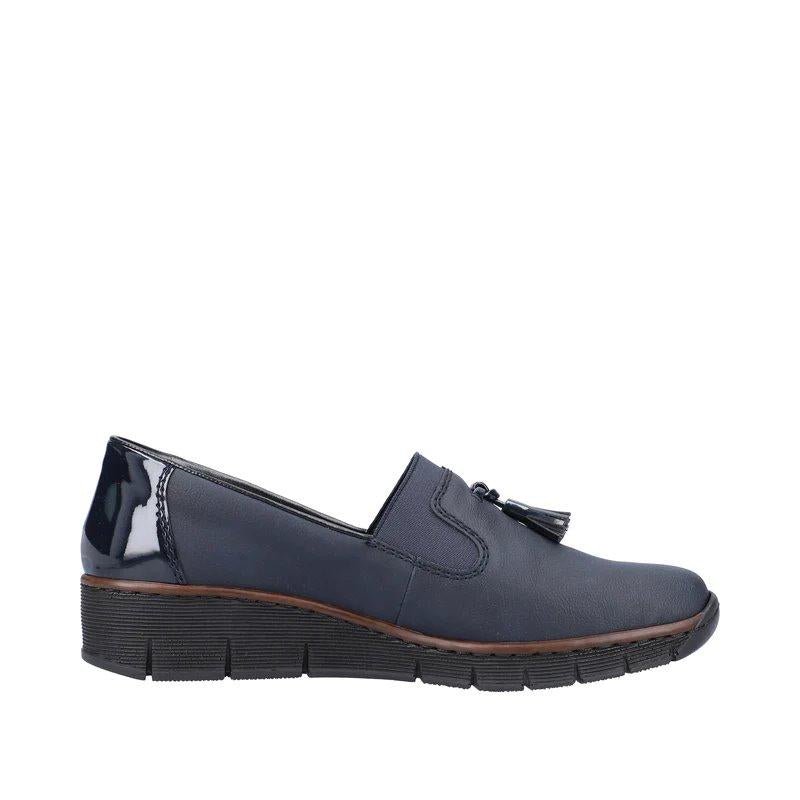 Rieker 53751-14 Slip-On Ladies Shoes - Blue - Beales department store
