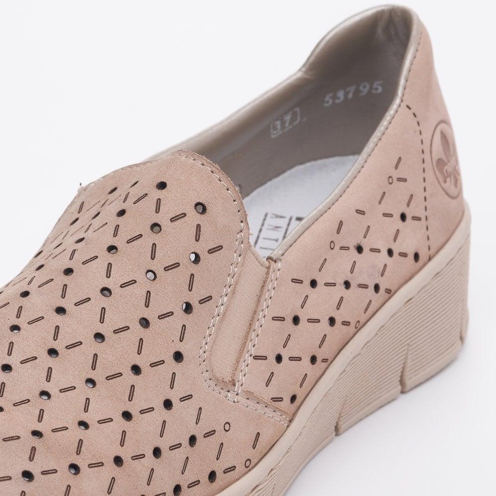 Rieker 53795-60 Doris Womens Slip-On Shoes - Beige - Beales department store
