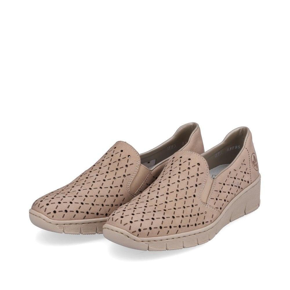 Rieker 53795-60 Doris Womens Slip-On Shoes - Beige - Beales department store