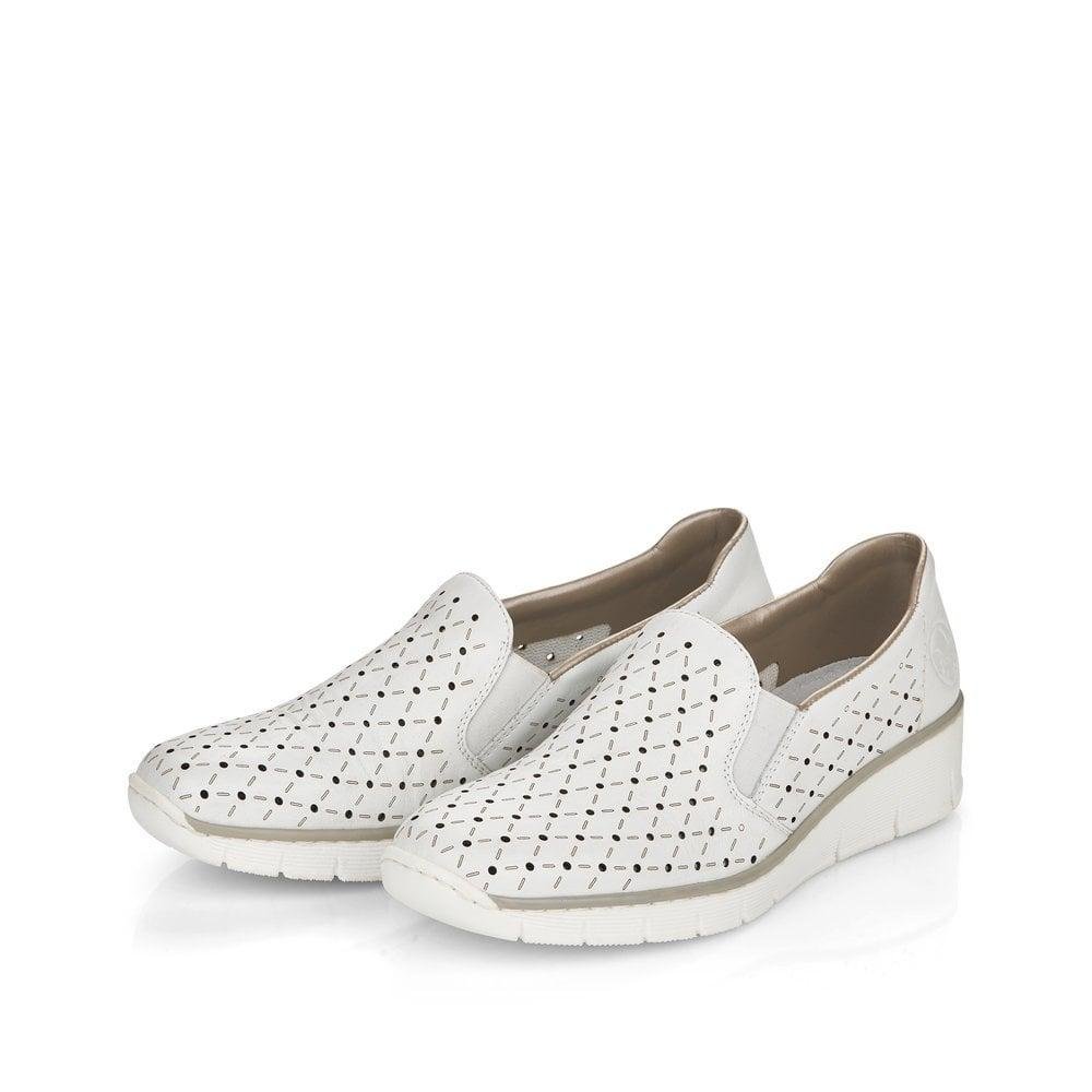 Rieker 53795-80 Doris Ladies Elasticated Shoes - White - Beales department store