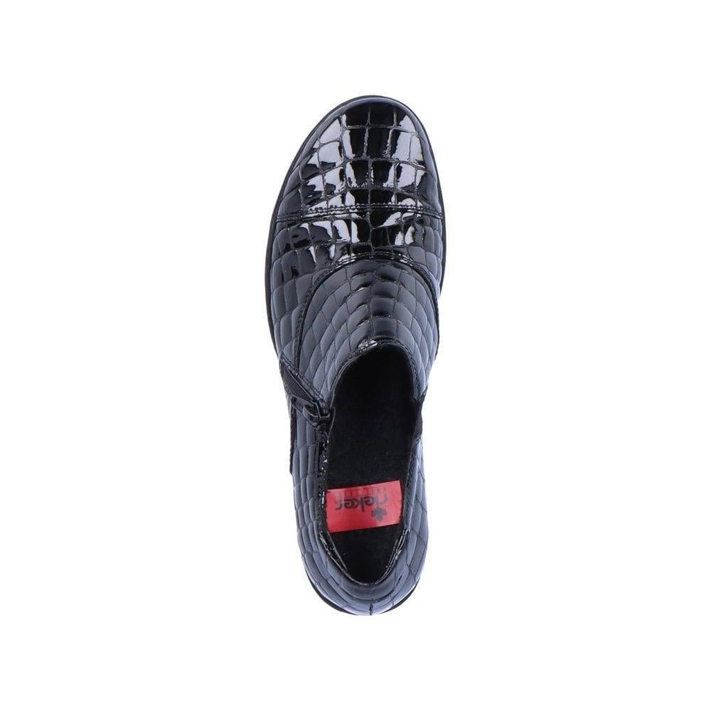 Rieker 57173-03 Ladies Patent Shoes - Black - Beales department store