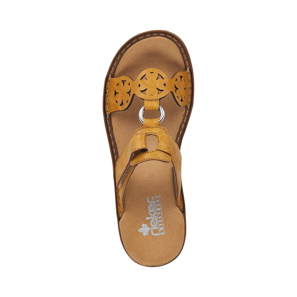 Rieker 60827-68 Ladies Yellow Slip On Sandals - Beales department store