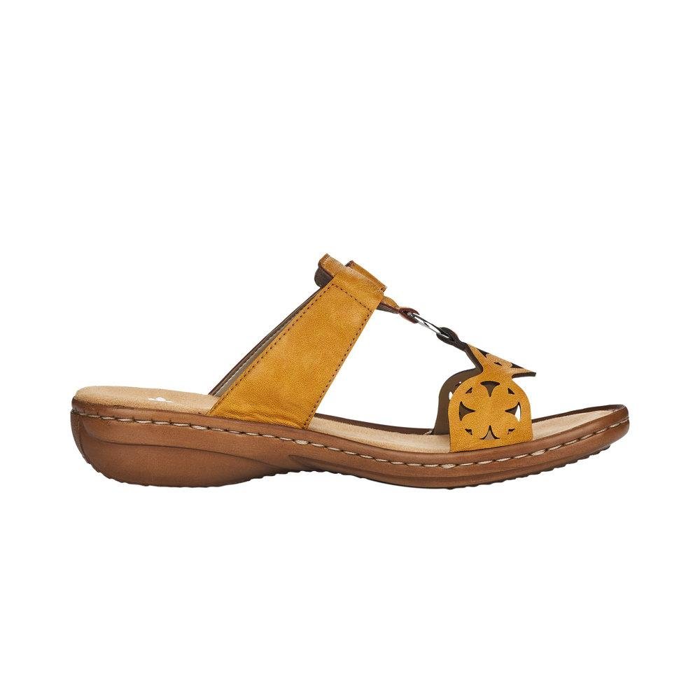 Rieker 60827-68 Ladies Yellow Slip On Sandals - Beales department store