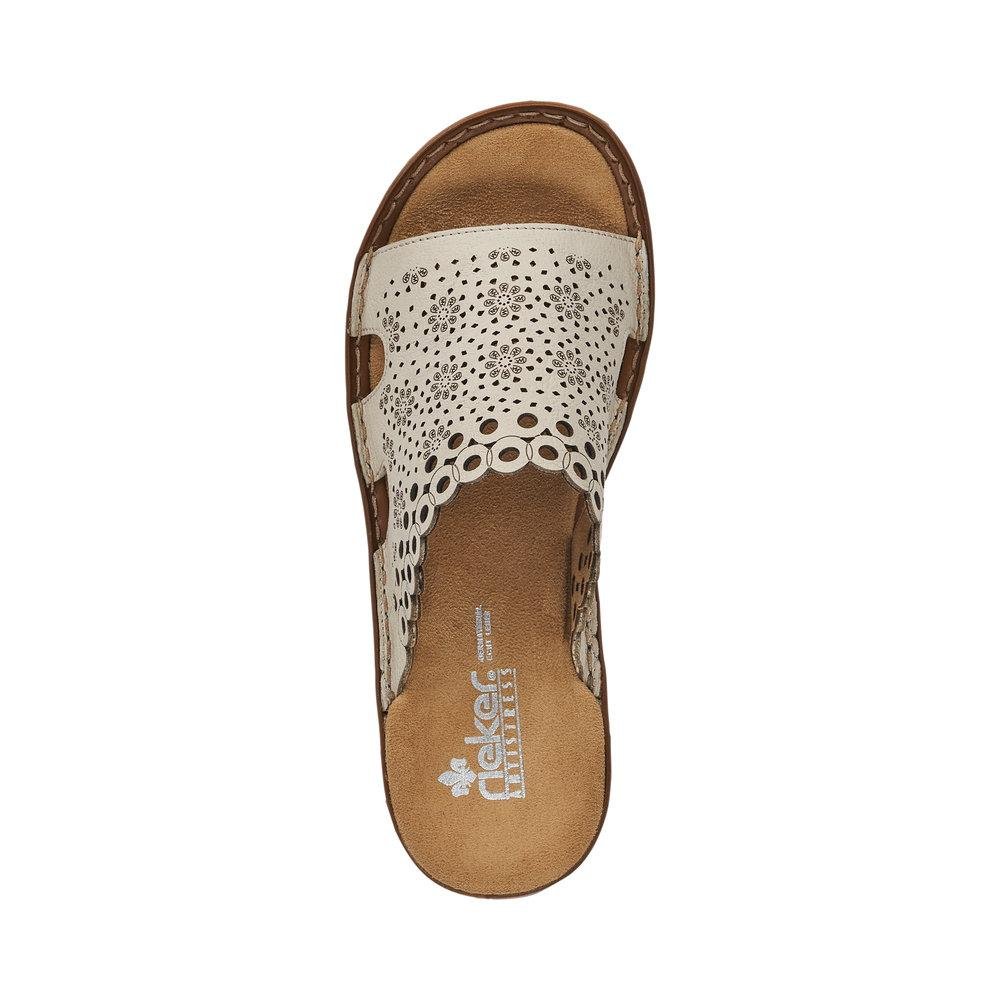 Rieker 608K6-60 Ladies Regina Beige Slip On Sandals - Beales department store