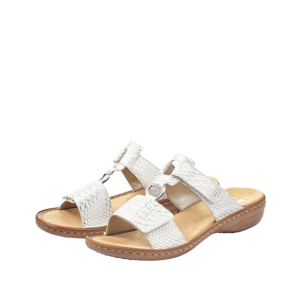 Rieker 608P9-80 Ladies Regina White Slip On Sandals - Beales department store