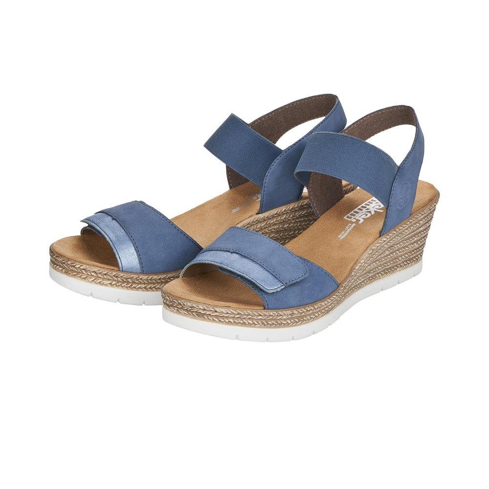 Rieker 61940-14 Ladies Blue Slip On Sandals - Beales department store