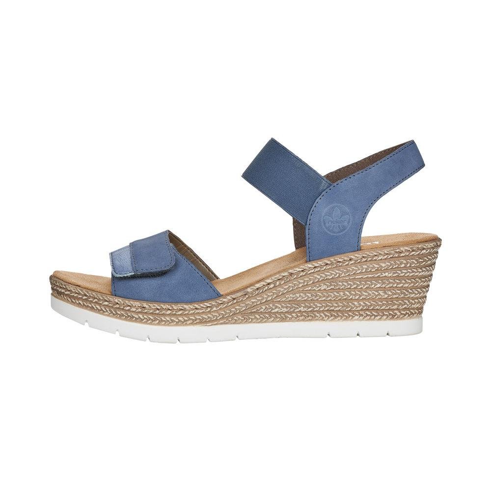 Rieker 61940-14 Ladies Blue Slip On Sandals - Beales department store