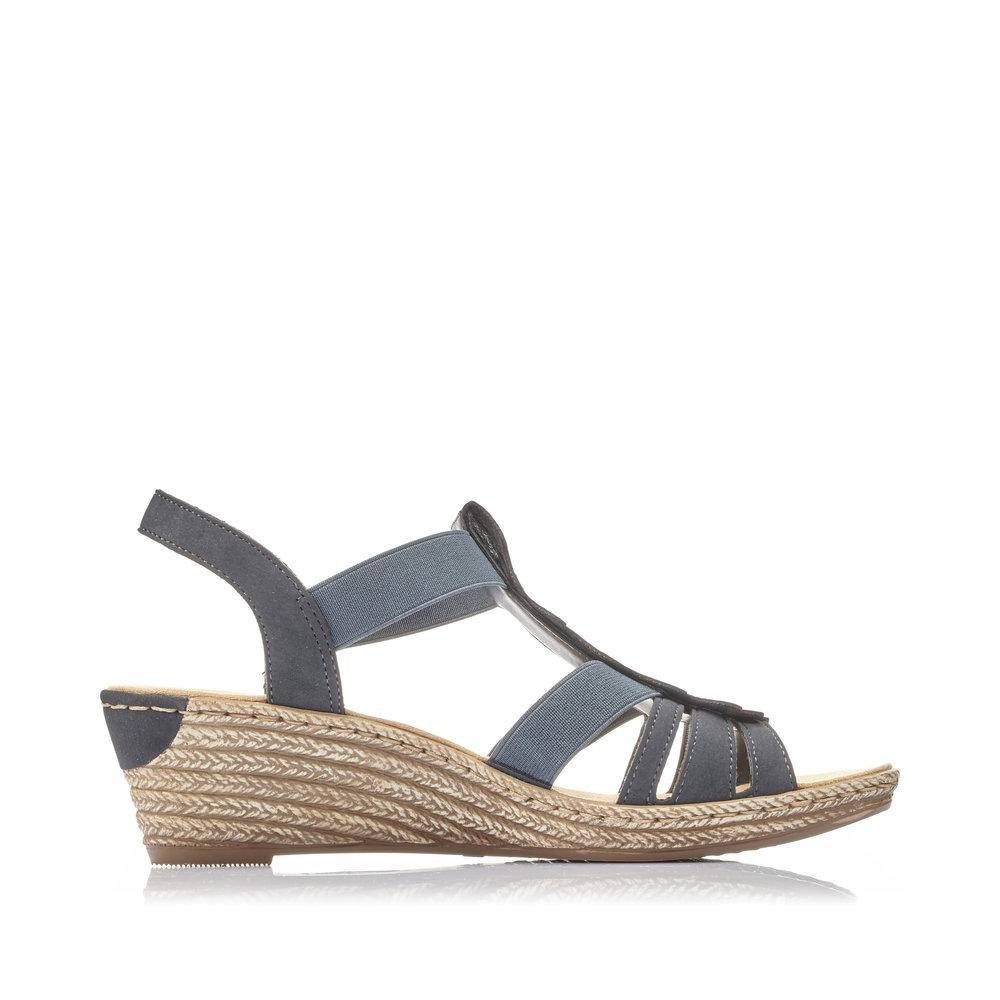 Rieker 62436-14 Fanni Ladies Blue Slip On Sandals - Beales department store