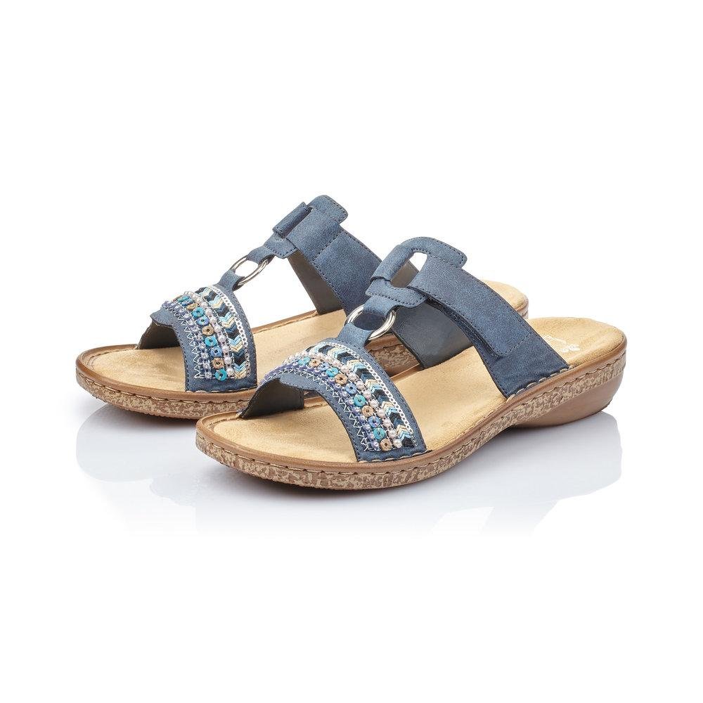 Rieker 628M6-14 Ladies Regina Blue Slip On Sandals - Beales department store