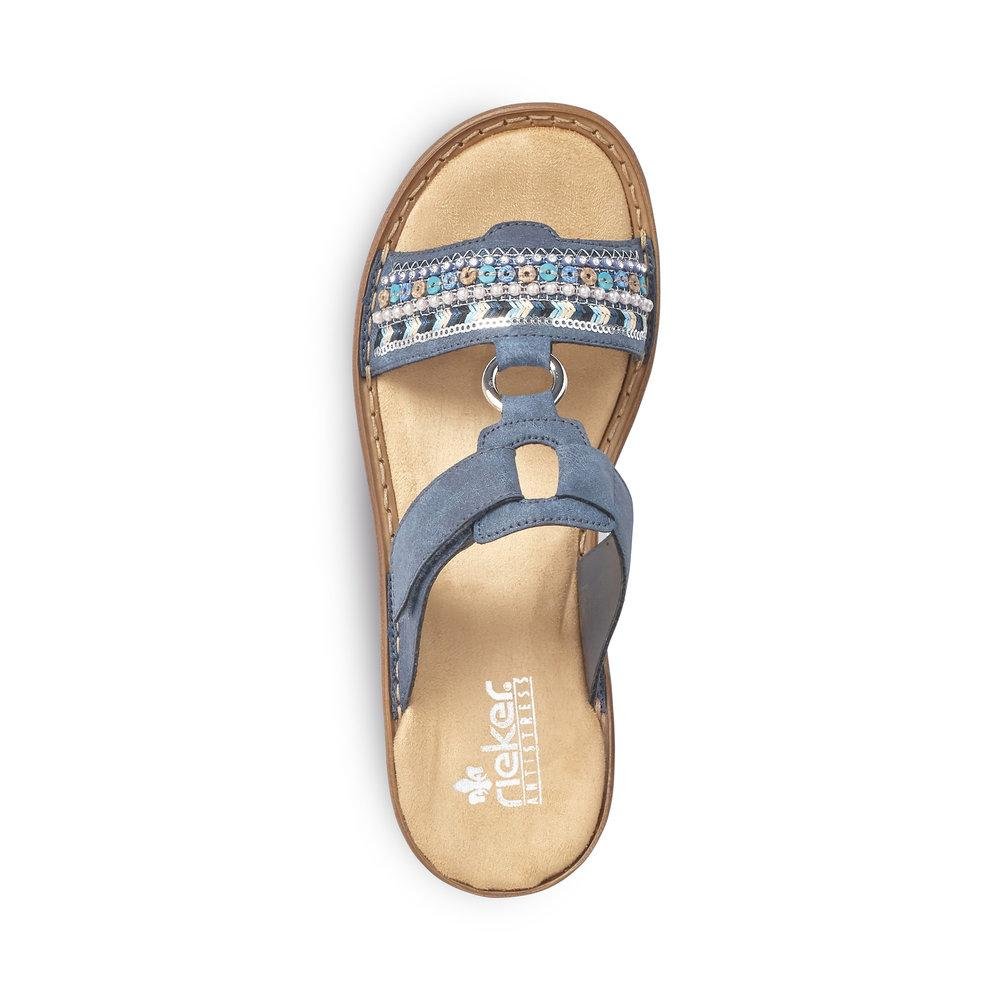 Rieker 628M6-14 Ladies Regina Blue Slip On Sandals - Beales department store