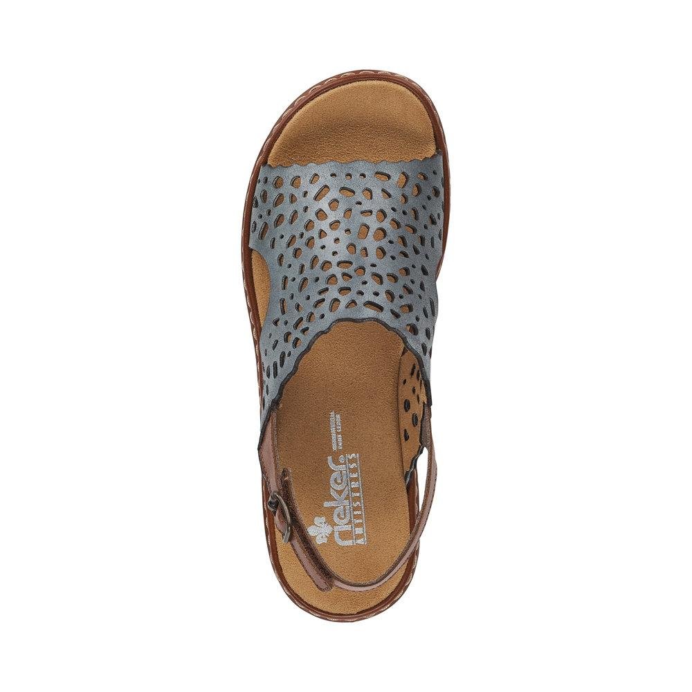 Rieker 65966-12 Ladies Regina Blue Fastener Sandals - Beales department store