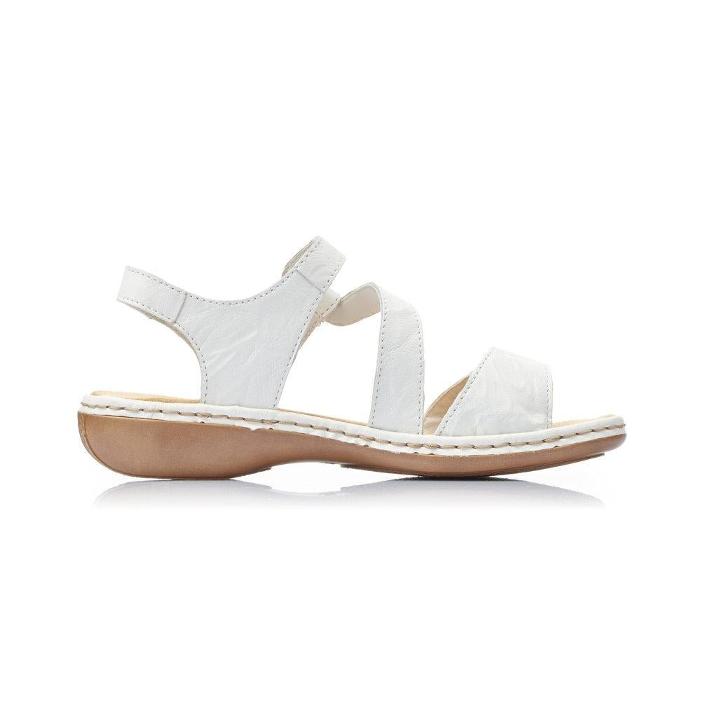 Rieker 659C7-80 Regina Ladies White Fastener Sandals - Beales department store