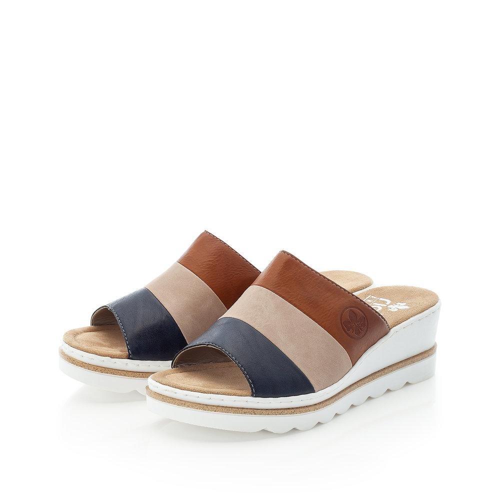 Rieker 67492-14 Ladies Blue Combination Slip On Sandals - Beales department store