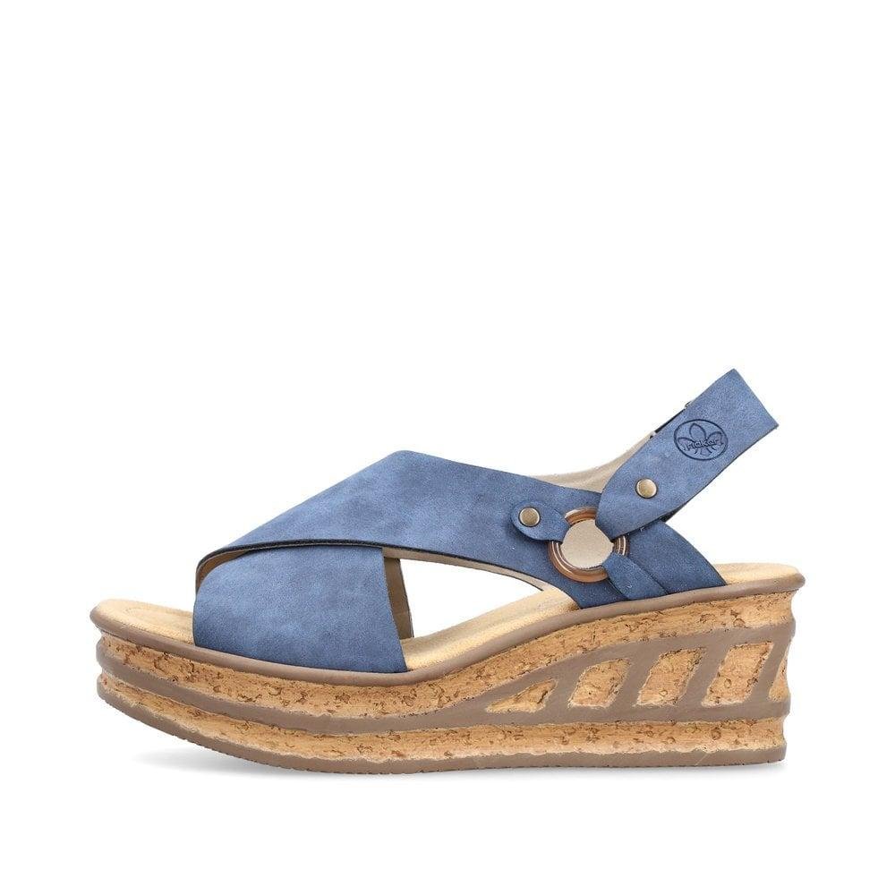 Rieker 68184-14 Rose Ladies Sandals - Blue - Beales department store