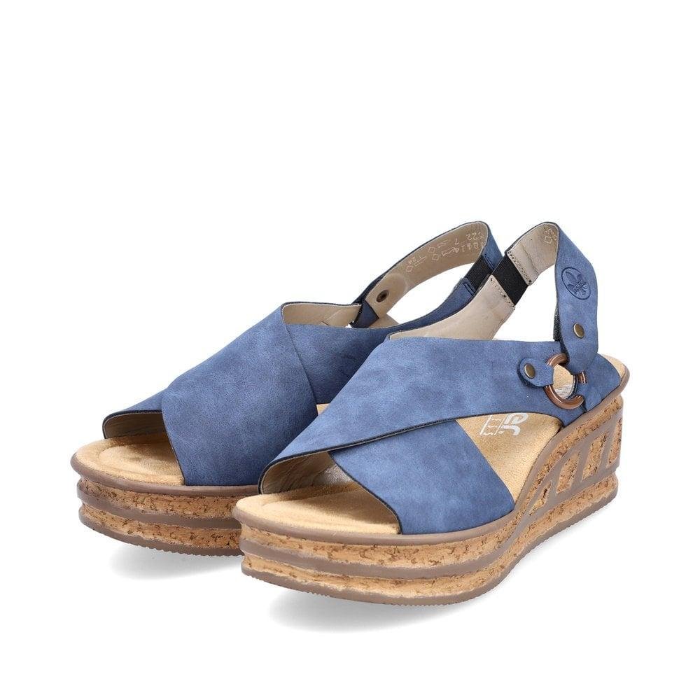 Rieker 68184-14 Rose Ladies Sandals - Blue - Beales department store