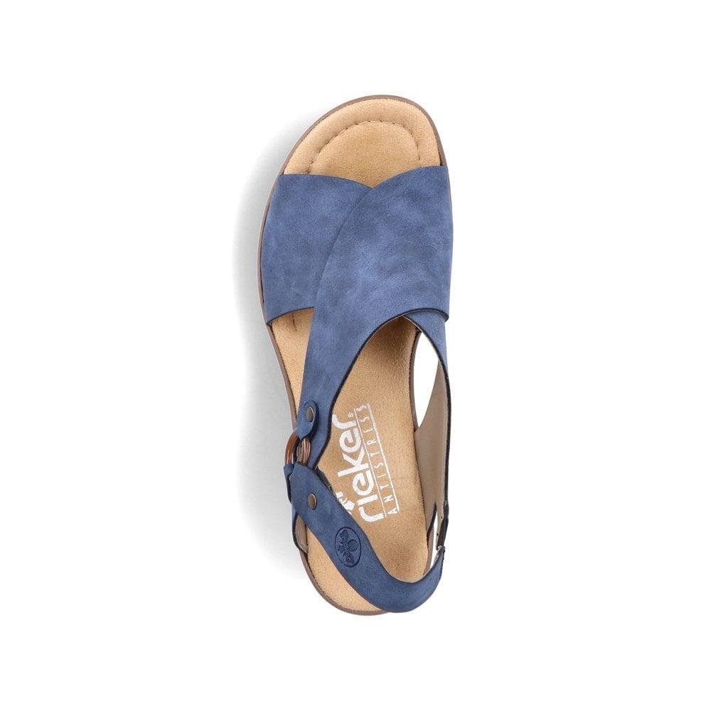 Rieker 68184-14 Rose Ladies Sandals - Blue - Beales department store