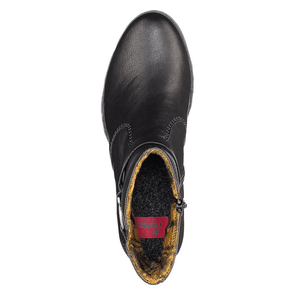 Rieker 75563-00 Ladies Black Zip Up Ankle Boots - Beales department store