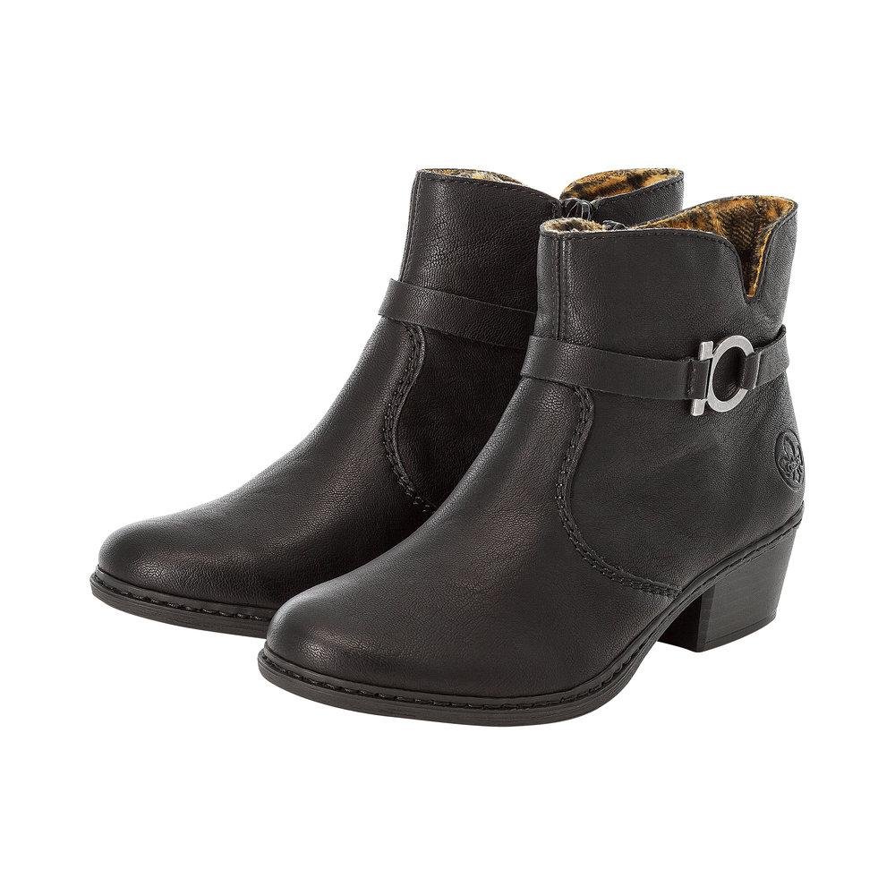 Rieker 75563-00 Ladies Black Zip Up Ankle Boots - Beales department store