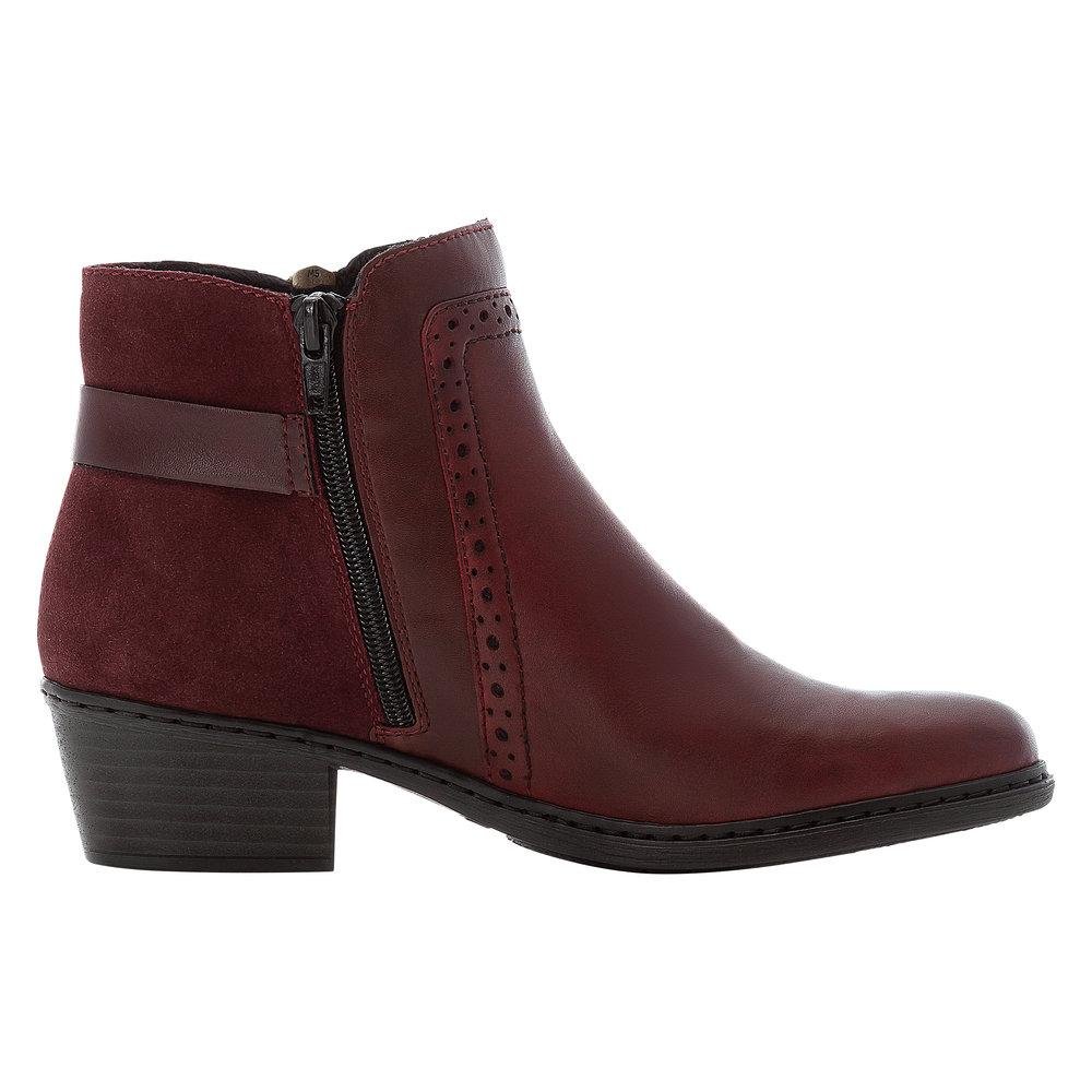 Rieker 75585-30 Ladies Red Zip Up Ankle Boots - Beales department store
