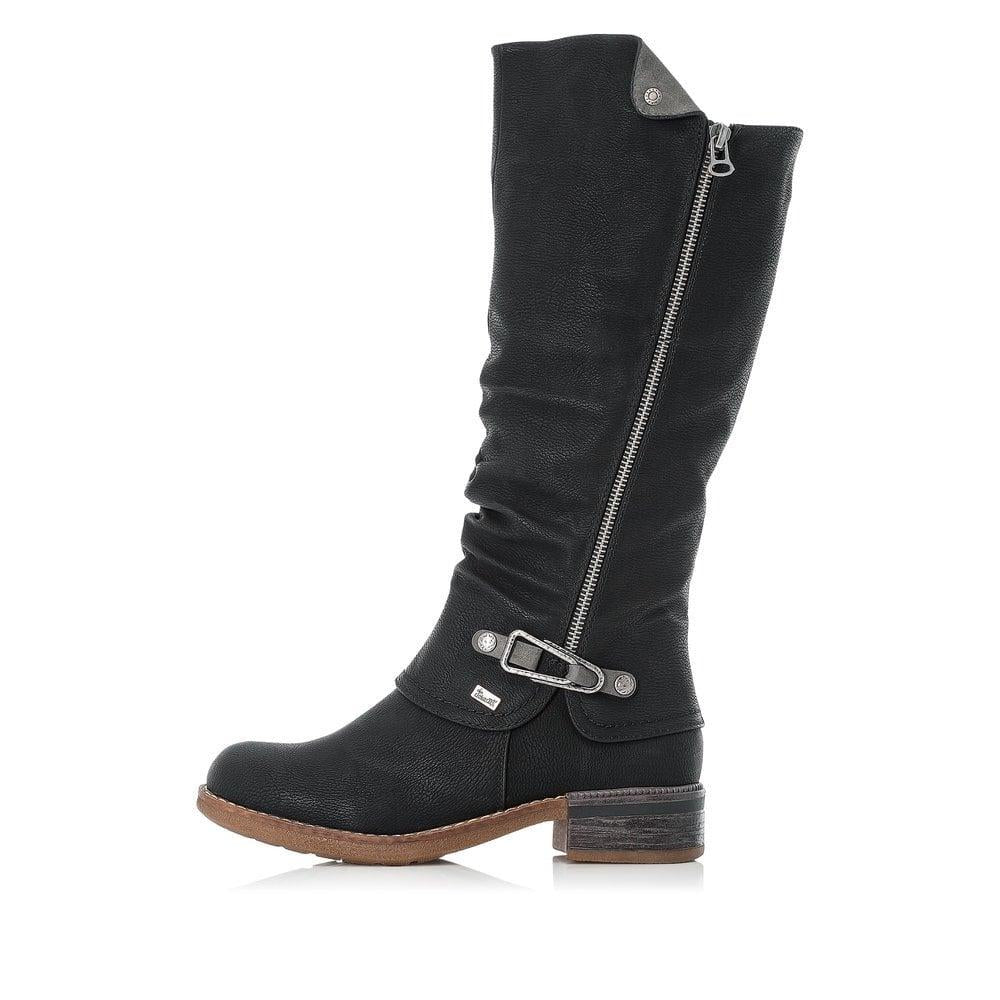 Rieker 94652-00 Womens Zipper Boots - Black - Beales department store