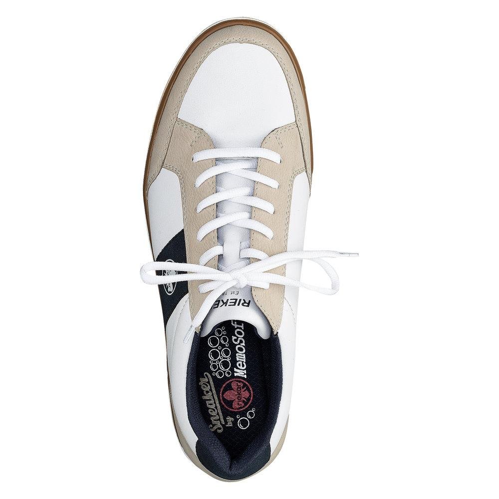 Rieker B7001-63 Men's Steve White Combination Lace Up Shoes - Beales department store