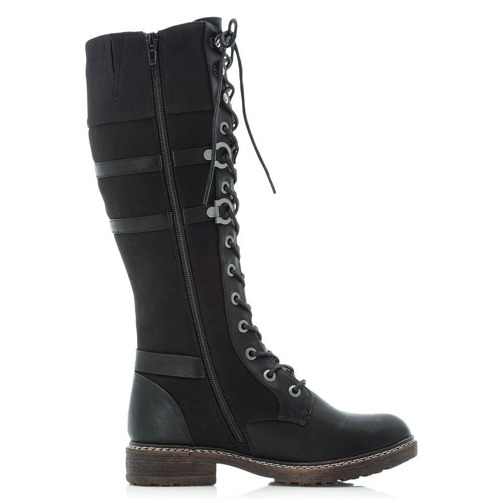 Rieker Dominika Ladies Long Boots Black - Beales department store