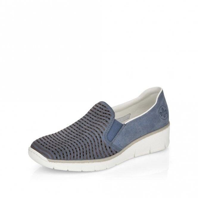 Rieker Doris Womens Slip On Shoes - Blue - Beales department store