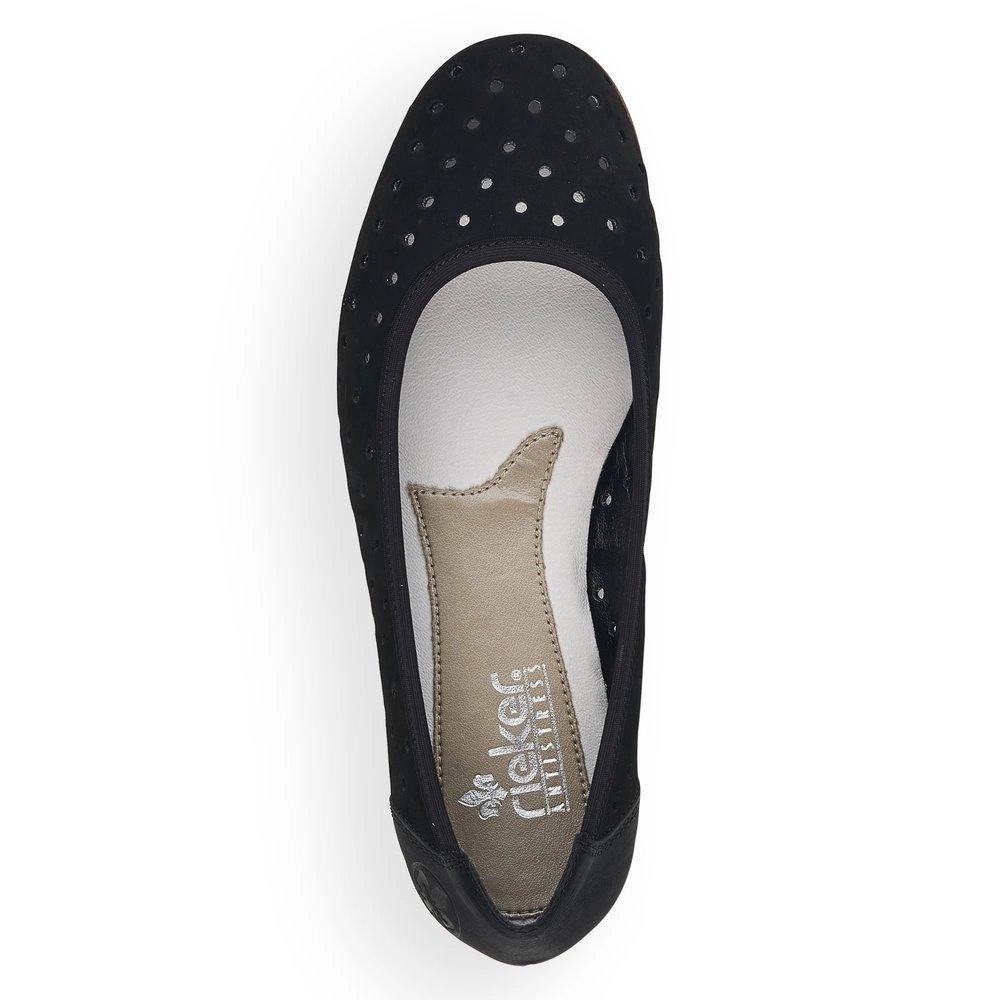 Rieker L8355-00 Ladies Slip-on Shoes - Black - Beales department store