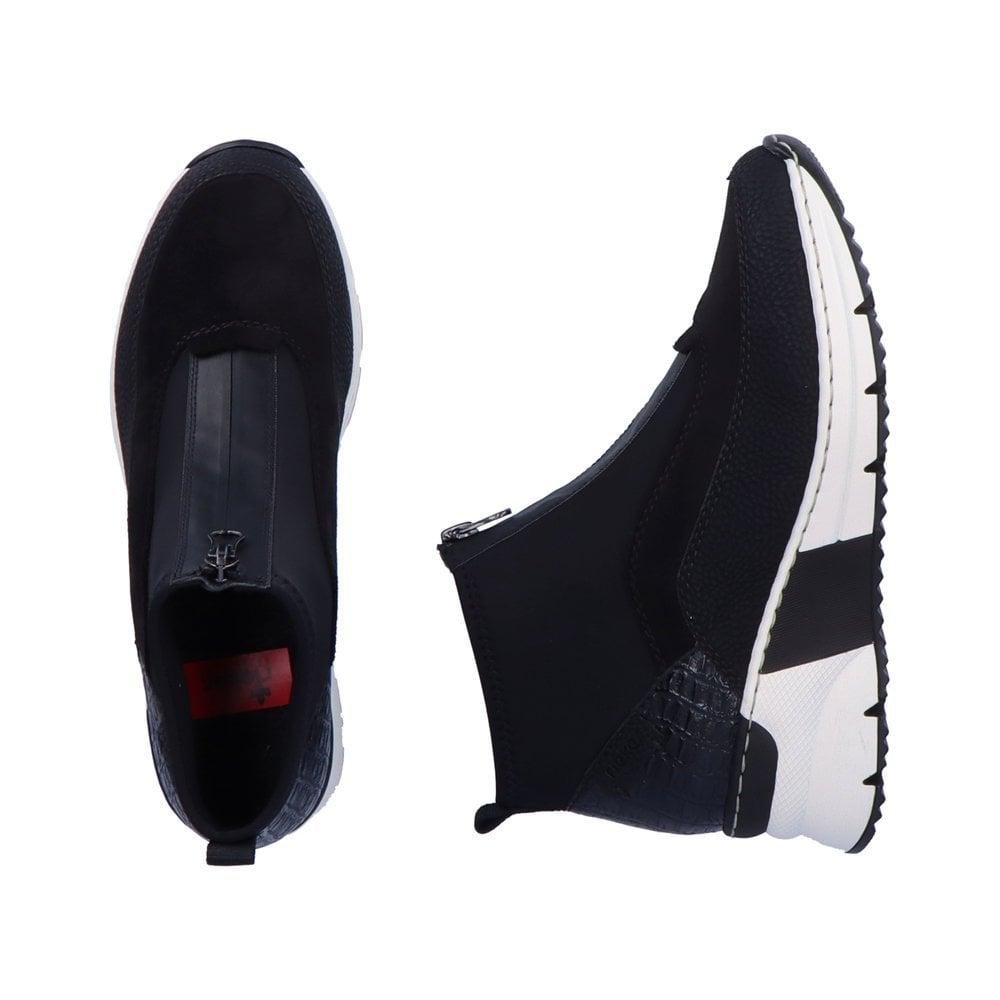Rieker N6352-00 Kitty Women's Zipper Boots - Black - Beales department store