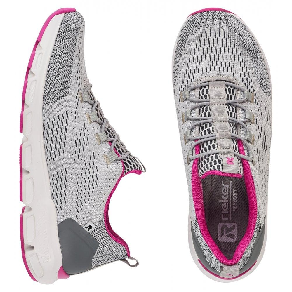Rieker R-Evolution 40403-40 Ladies Multi Lace-up Trainers - Grey - Beales department store