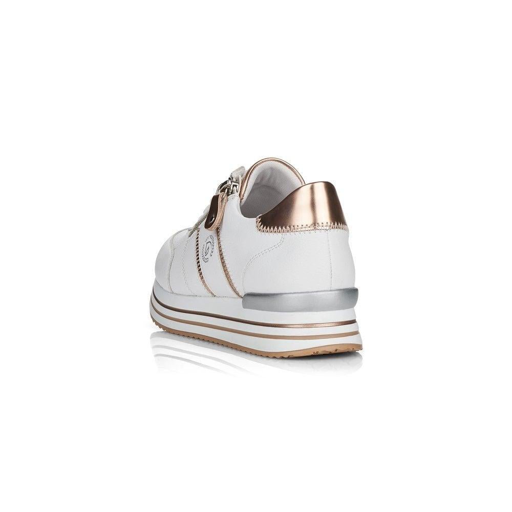 Rieker Remonte D1310-81 Ladies White Combination Lace Up Shoes - Beales department store