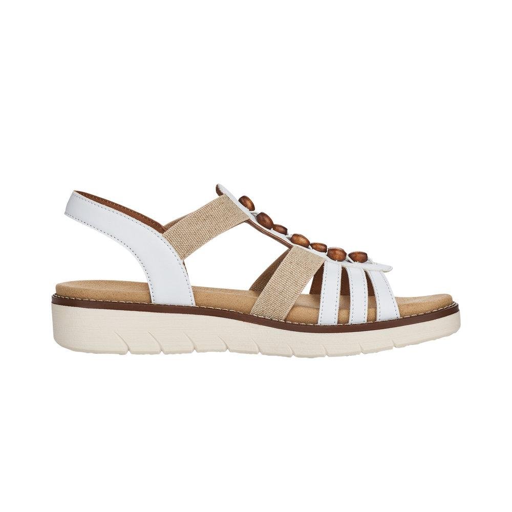 Rieker Remonte D2065-80 Ladies Jocelyn White Combination Slip On Sandals - Beales department store