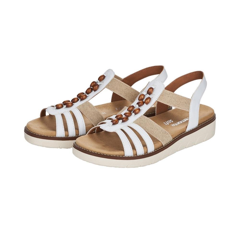 Rieker Remonte D2065-80 Ladies Jocelyn White Combination Slip On Sandals - Beales department store