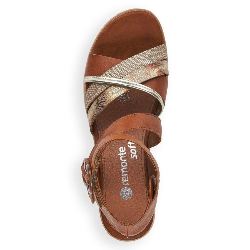 Rieker Remonte D6451-24 Ladies Sandals - Brown Combination - Beales department store