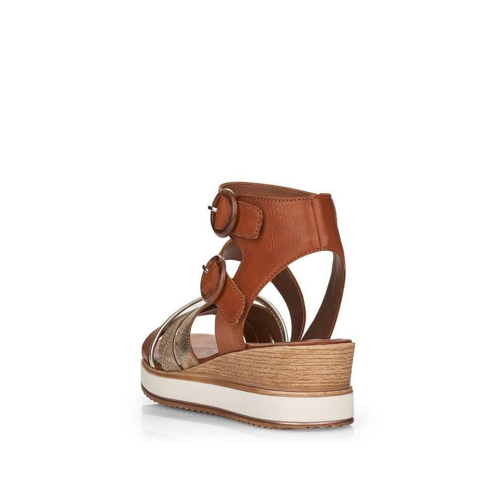 Rieker Remonte D6451-24 Ladies Sandals - Brown Combination - Beales department store