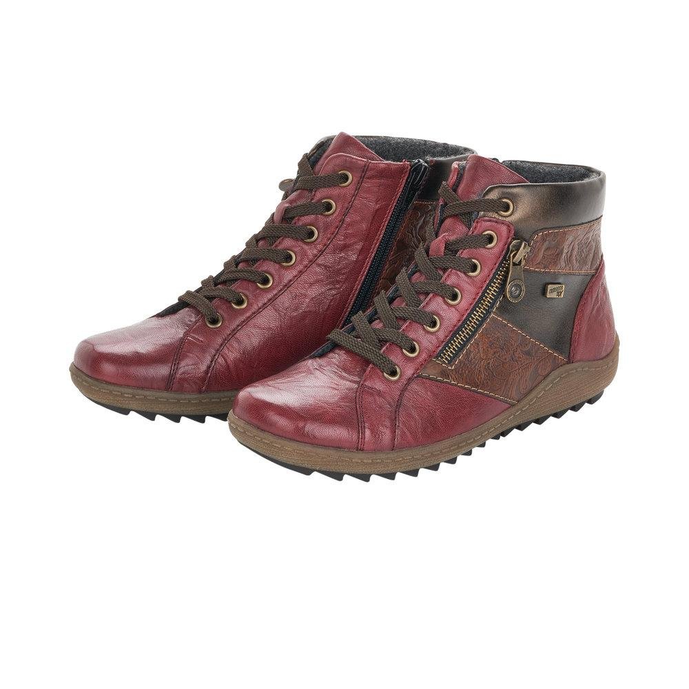 Rieker Remonte R1497-35 Ladies Red Combination Ankle Boots - Beales department store