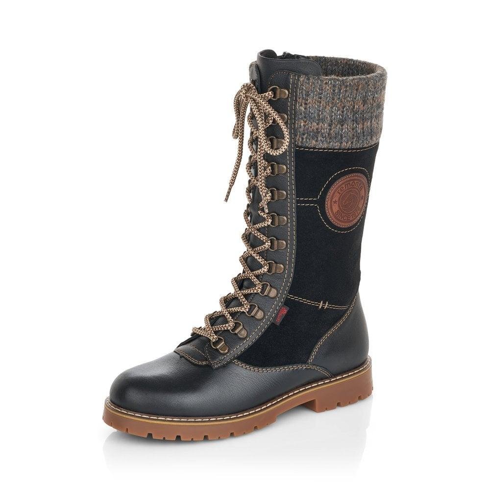 Rieker Sarolta Ladies Boots Black Combination - Beales department store