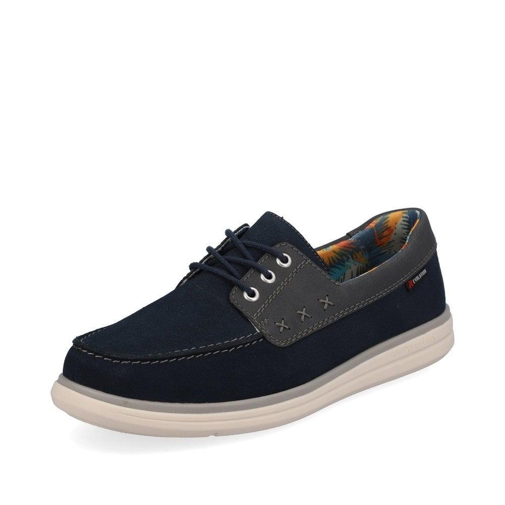 Rieker U0601-14 Valentin Mens Lace-Up Shoes - Blue Combi - Beales department store