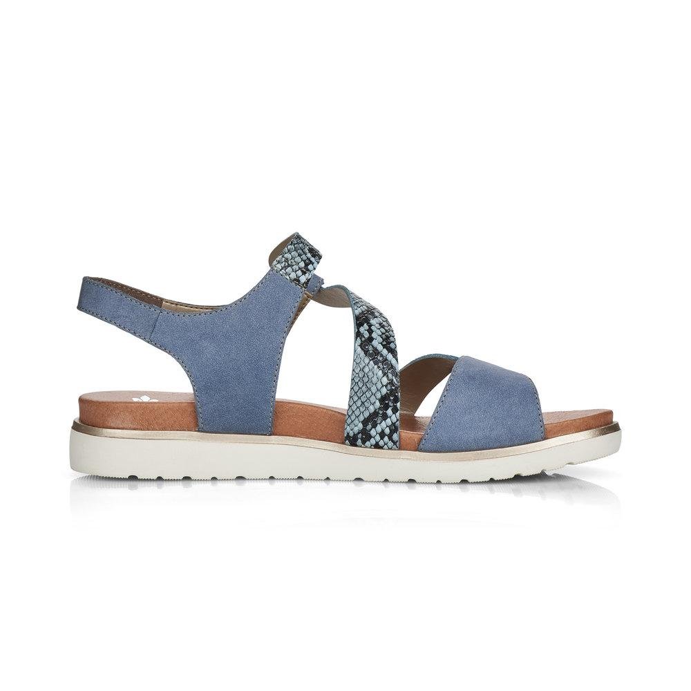 Rieker V5069-12 Ladies Quinn Blue Fastener Sandals - Beales department store