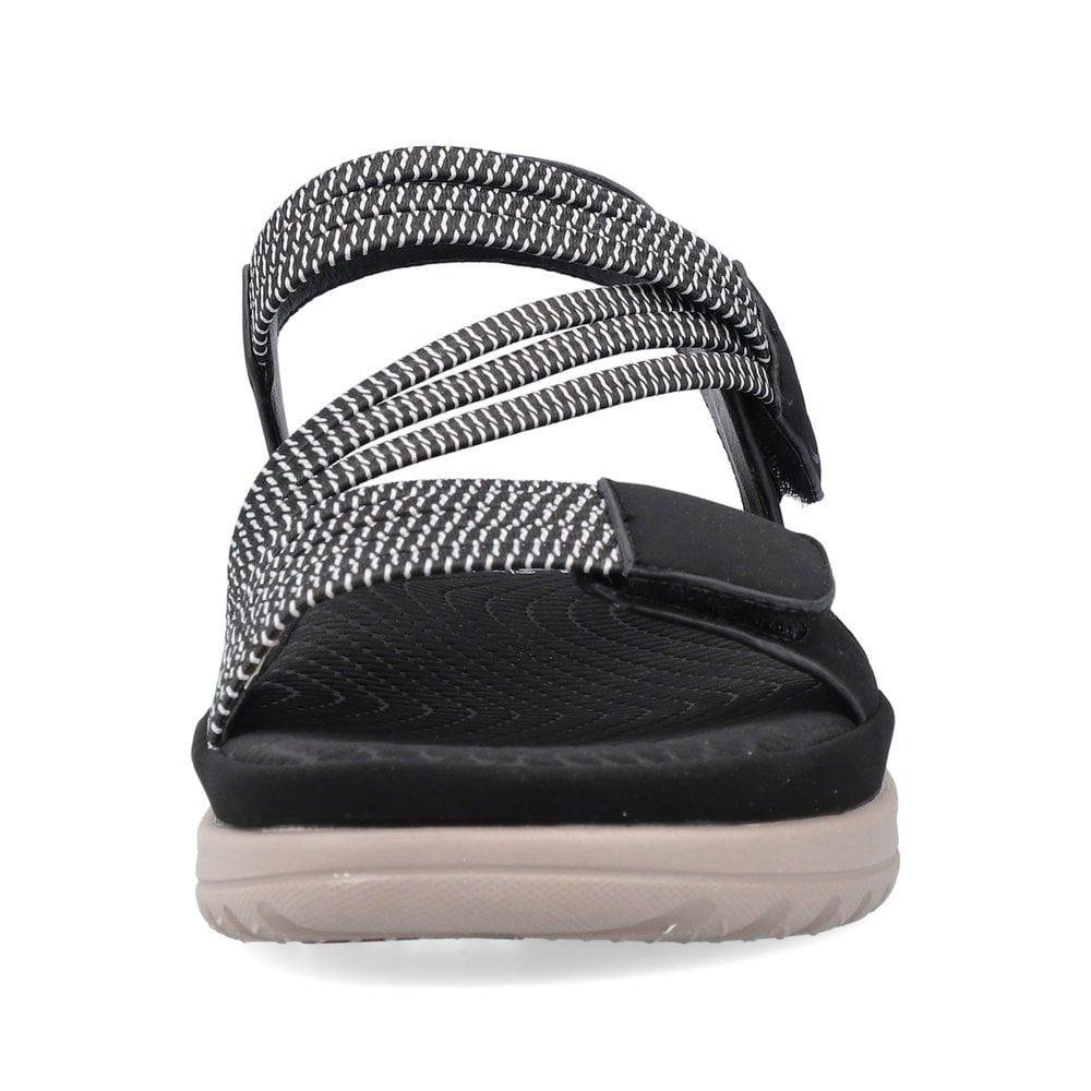 Rieker V8973-00 Franja Ladies Sandals - Black Combination - Beales department store