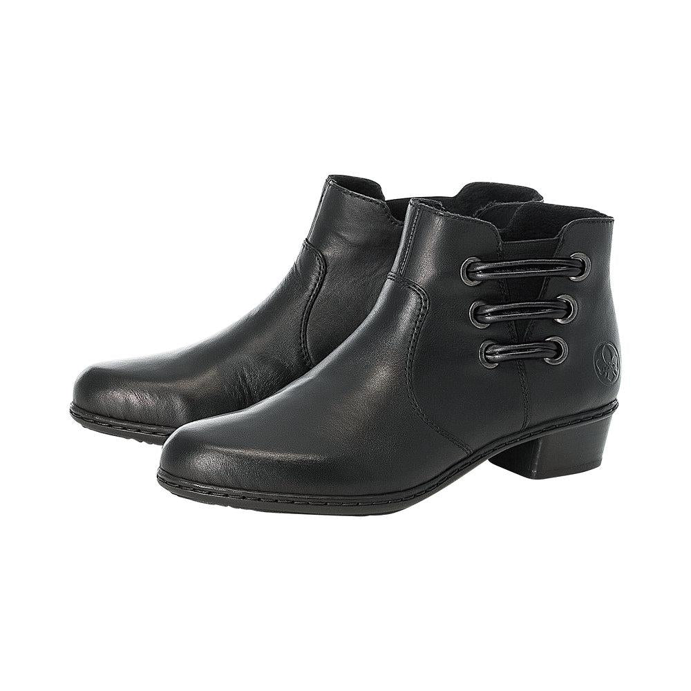 Rieker Y07B0-00 Ladies Black Zip Up Ankle Boots - Beales department store