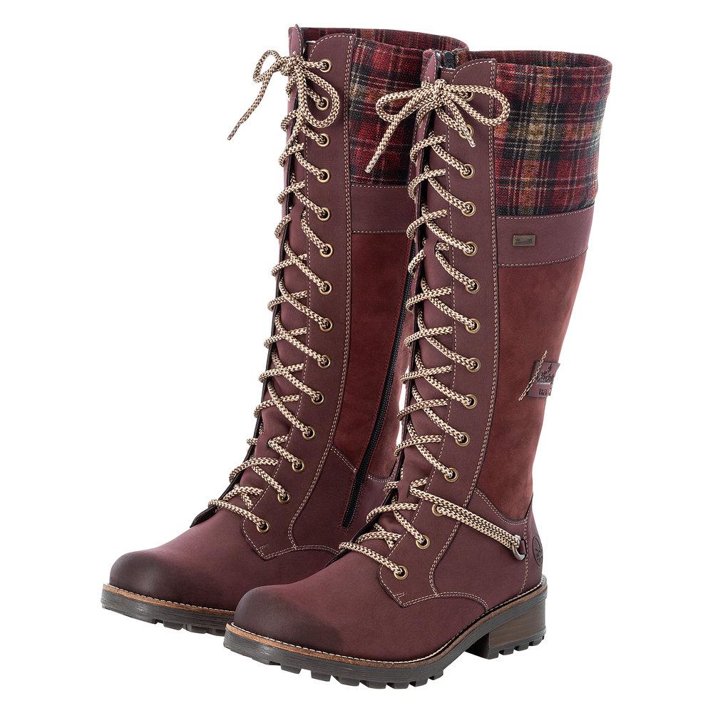 Rieker Z0442-36 Ladies Red Zip Up Long Leg Boots - Beales department store