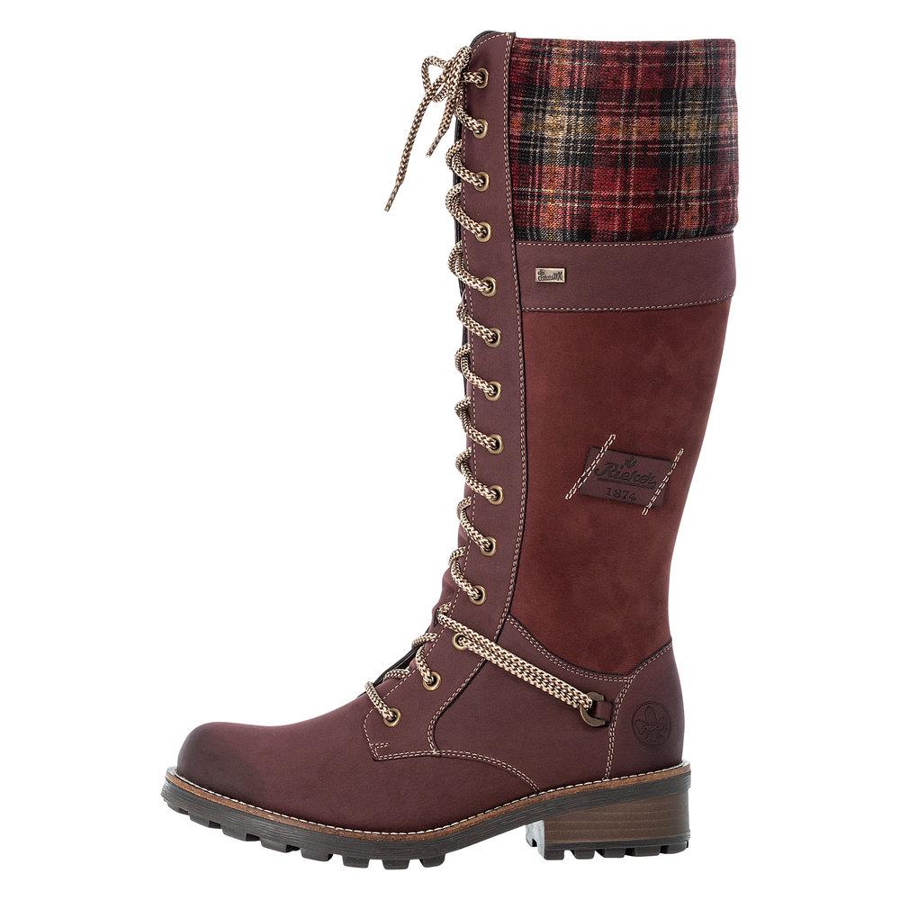 Rieker Z0442-36 Ladies Red Zip Up Long Leg Boots - Beales department store