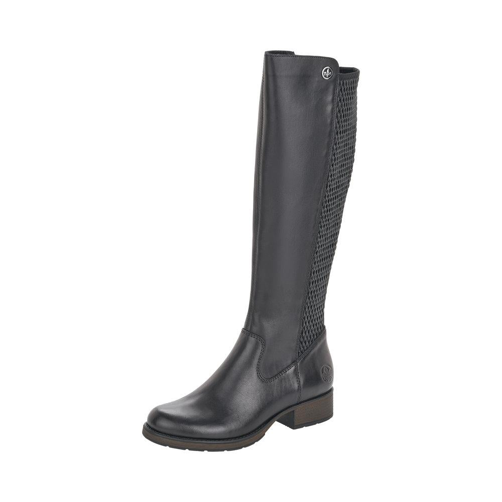 Rieker Z9591-00 Ladies Black Zip Up Long Boots - Beales department store