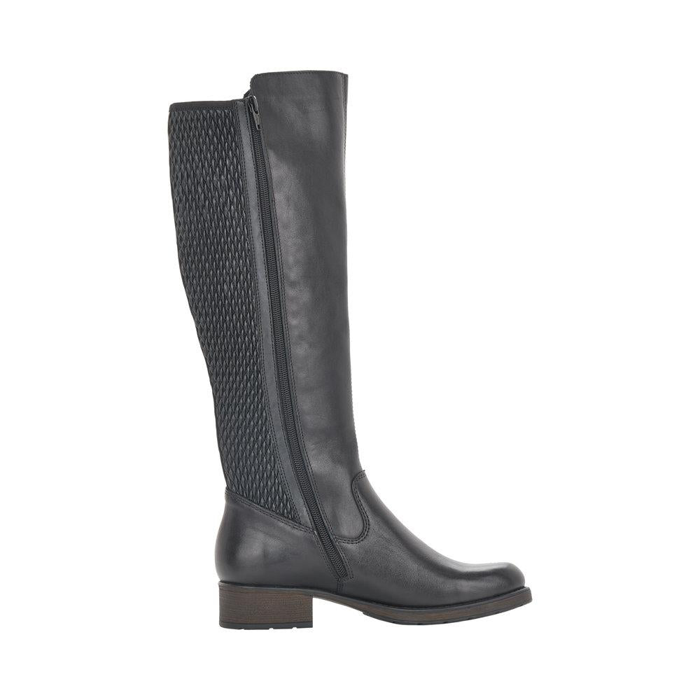 Rieker Z9591-00 Ladies Black Zip Up Long Boots - Beales department store